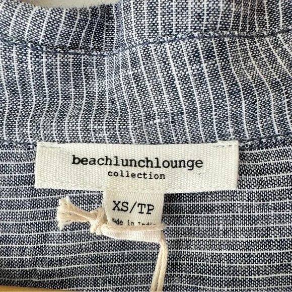 BeachLunchLounge - Brynn Sleeveless Linen Button Front Dress in Blue & White - Picture 3 of 7